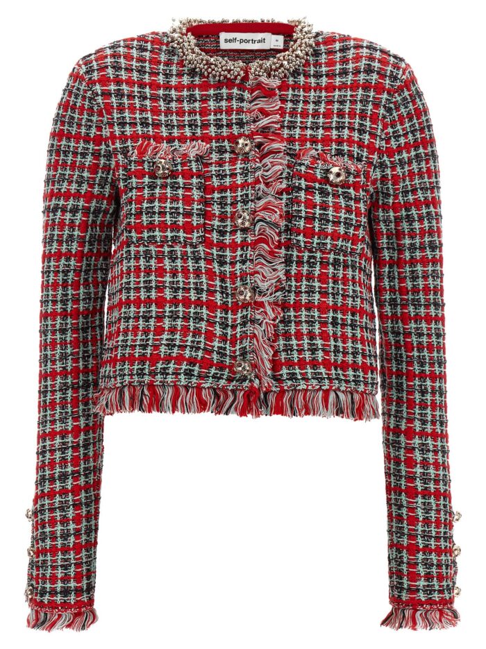self portrait fringed knit jacket SELF PORTRAIT Fringed Knit Jacket