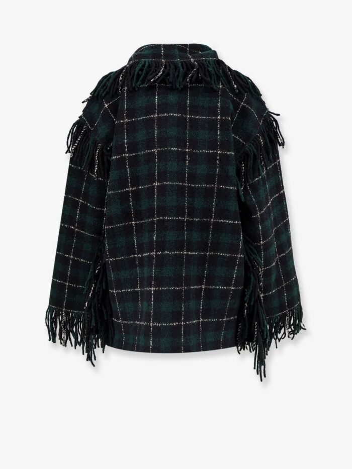 TOTEME Fringed Scarf Madras Wool Coat