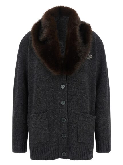 LAUREN RALPH LAUREN Fur Insert Cardigan