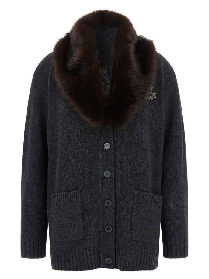 lauren ralph lauren fur insert cardigan LAUREN RALPH LAUREN Fur Insert Cardigan