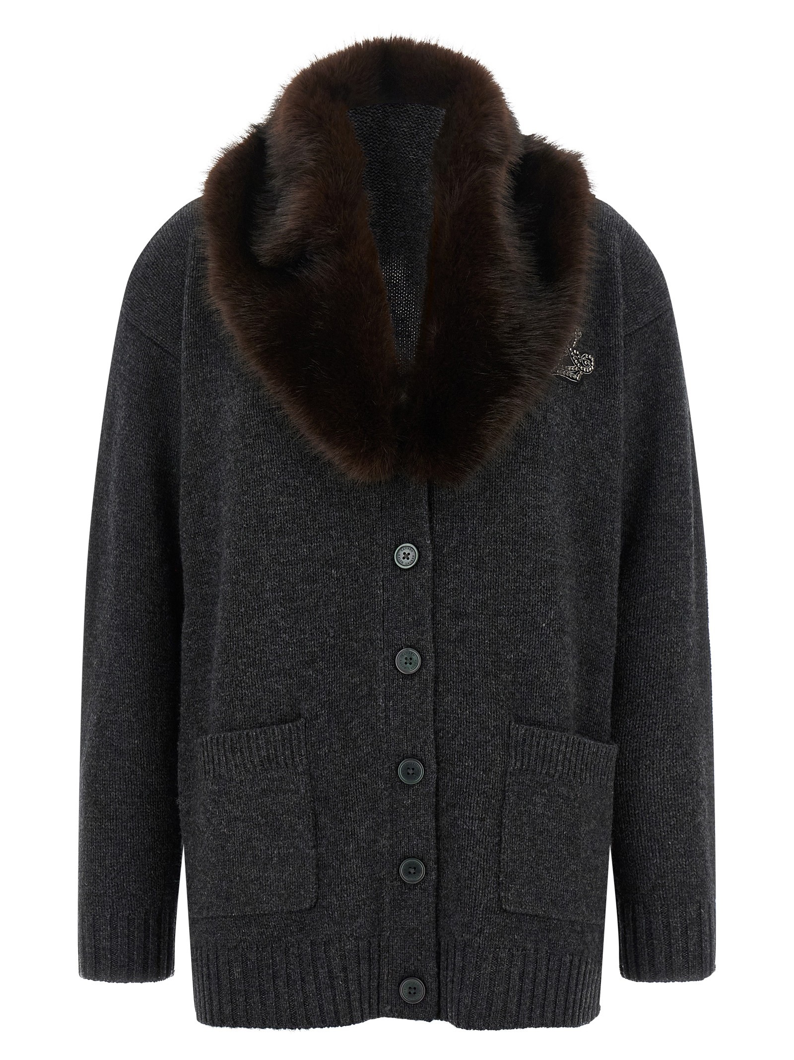 LAUREN RALPH LAUREN Fur Insert Cardigan