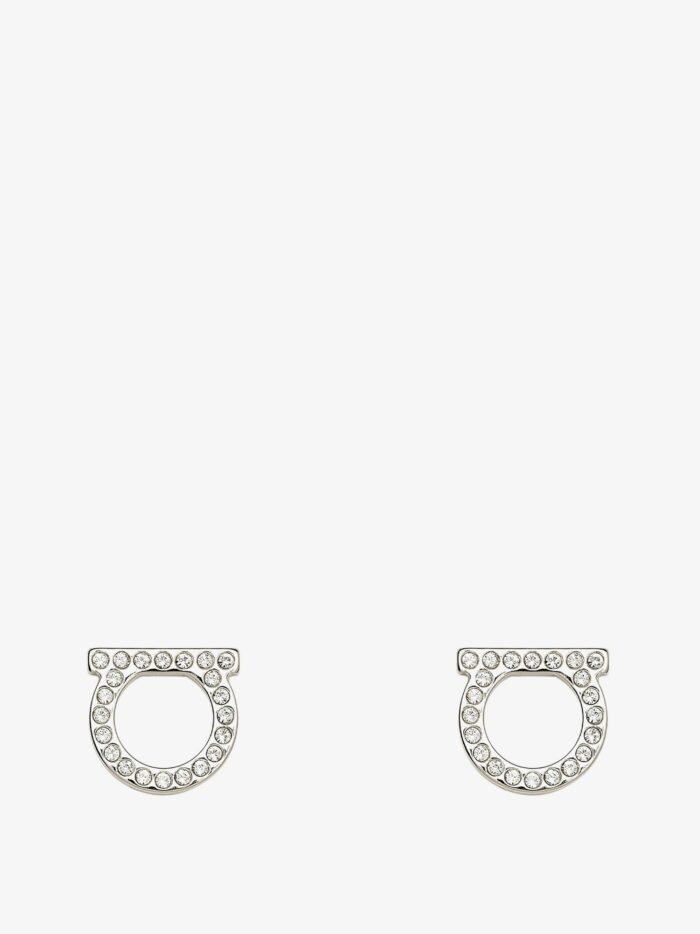 Ferragamo Gancini Crystals Brass Earrings
