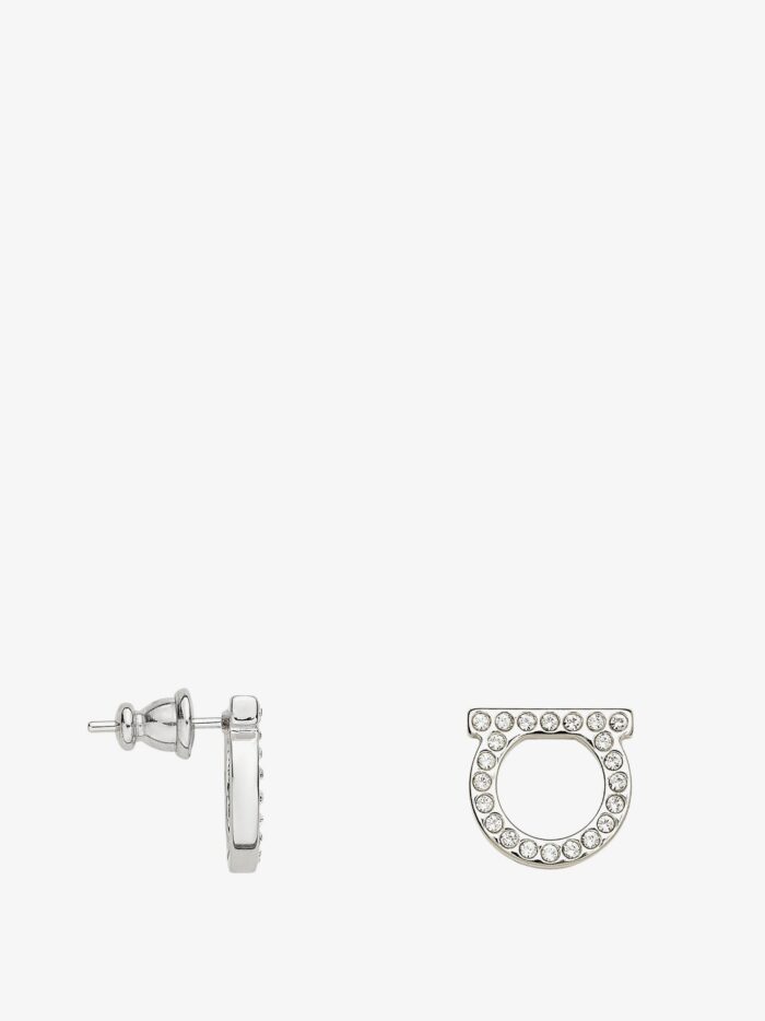Ferragamo Gancini Crystals Brass Earrings