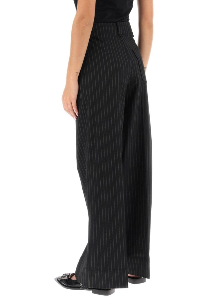 Ganni Pinstriped Wide Leg Pants