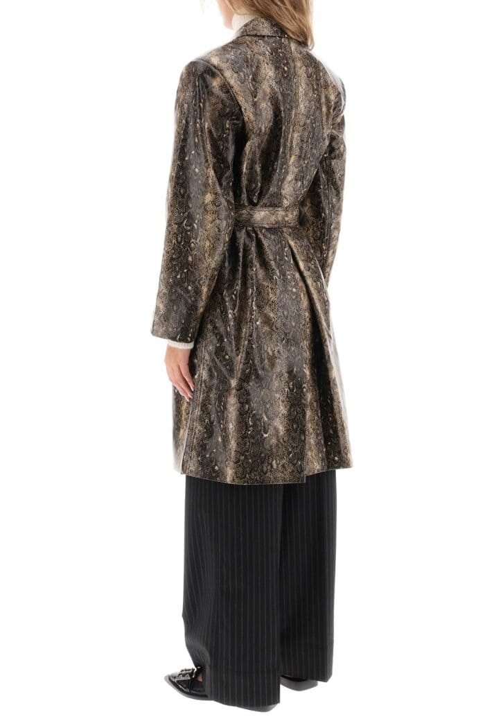 Ganni Snake-effect Faux Leather Trench Coat