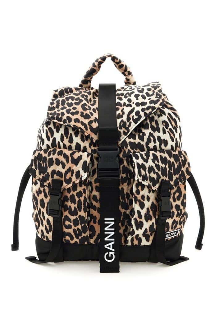 GANNI Animal Print Nylon Backpack