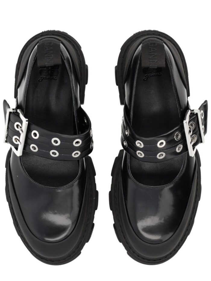 GANNI BALLERINA WITH LOGO BUCKLE