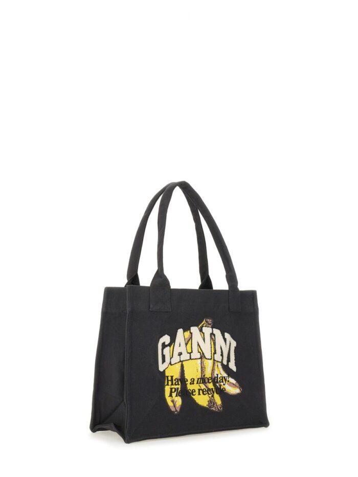 GANNI BANANA PRINT LARGE TOTE BAG