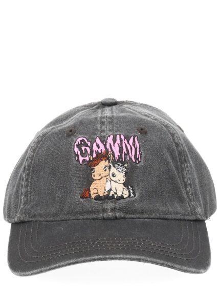 GANNI BASEBALL HAT WITH LOGO