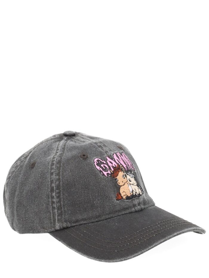 GANNI BASEBALL HAT WITH LOGO