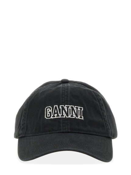 GANNI BASEBALL HAT WITH LOGO