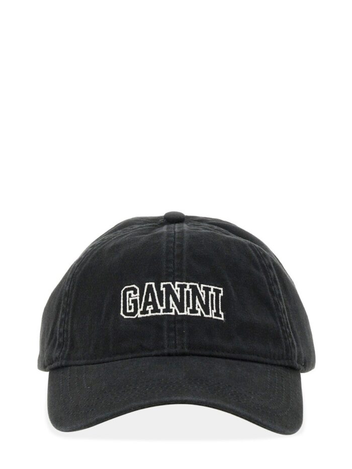 GANNI BASEBALL HAT WITH LOGO