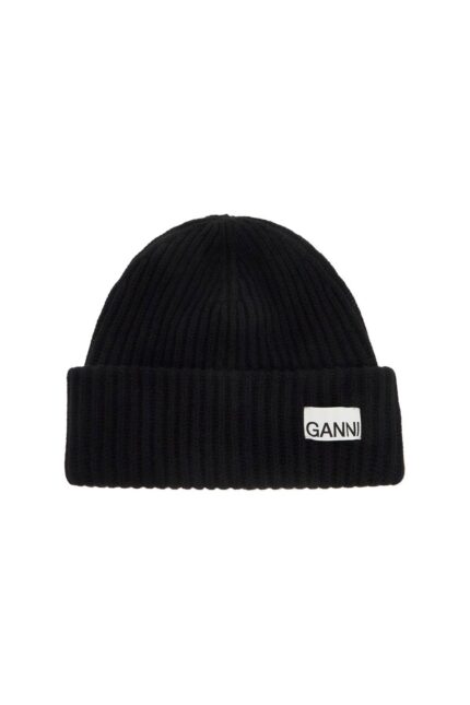 GANNI 'beanie Hat With Logo Label