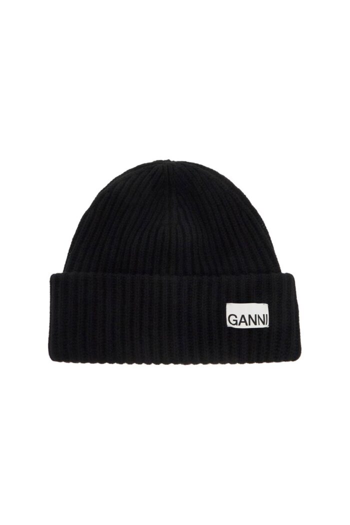 GANNI 'beanie Hat With Logo Label