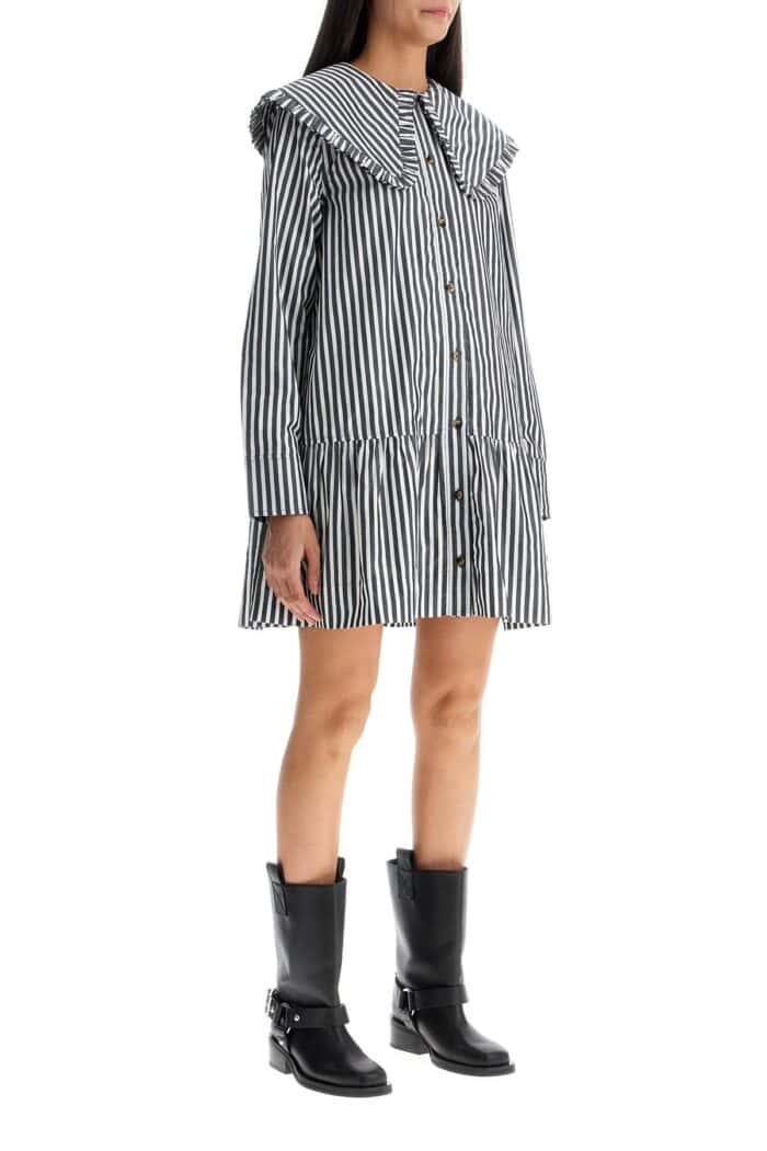 GANNI Big Collar Mini Shirt Dress