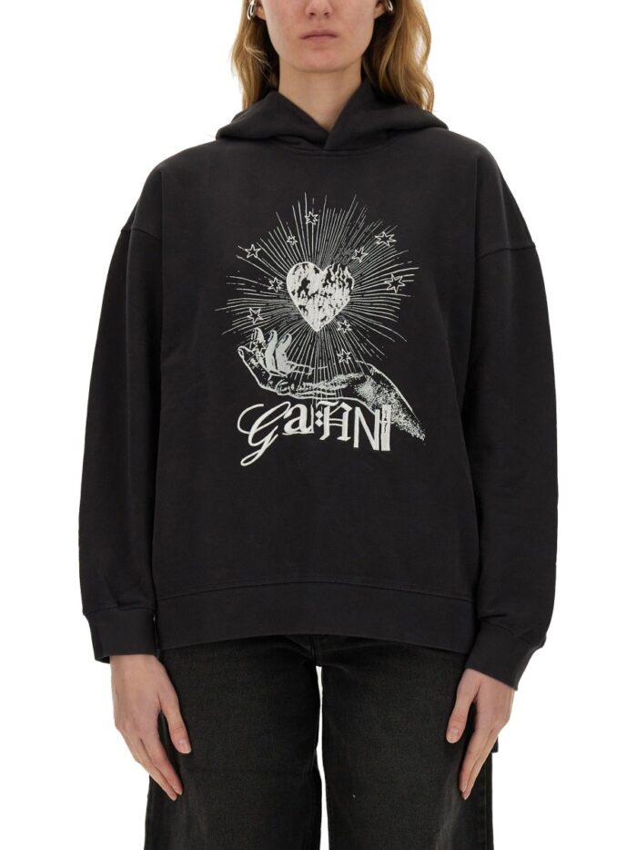 GANNI "BLACK ISOLI HEART" HOODIE