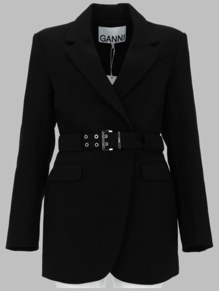 GANNI BLAZER IN CREPE CON CINTURA