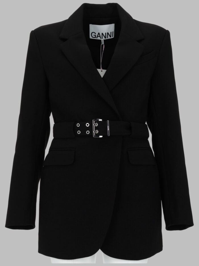 GANNI BLAZER IN CREPE CON CINTURA