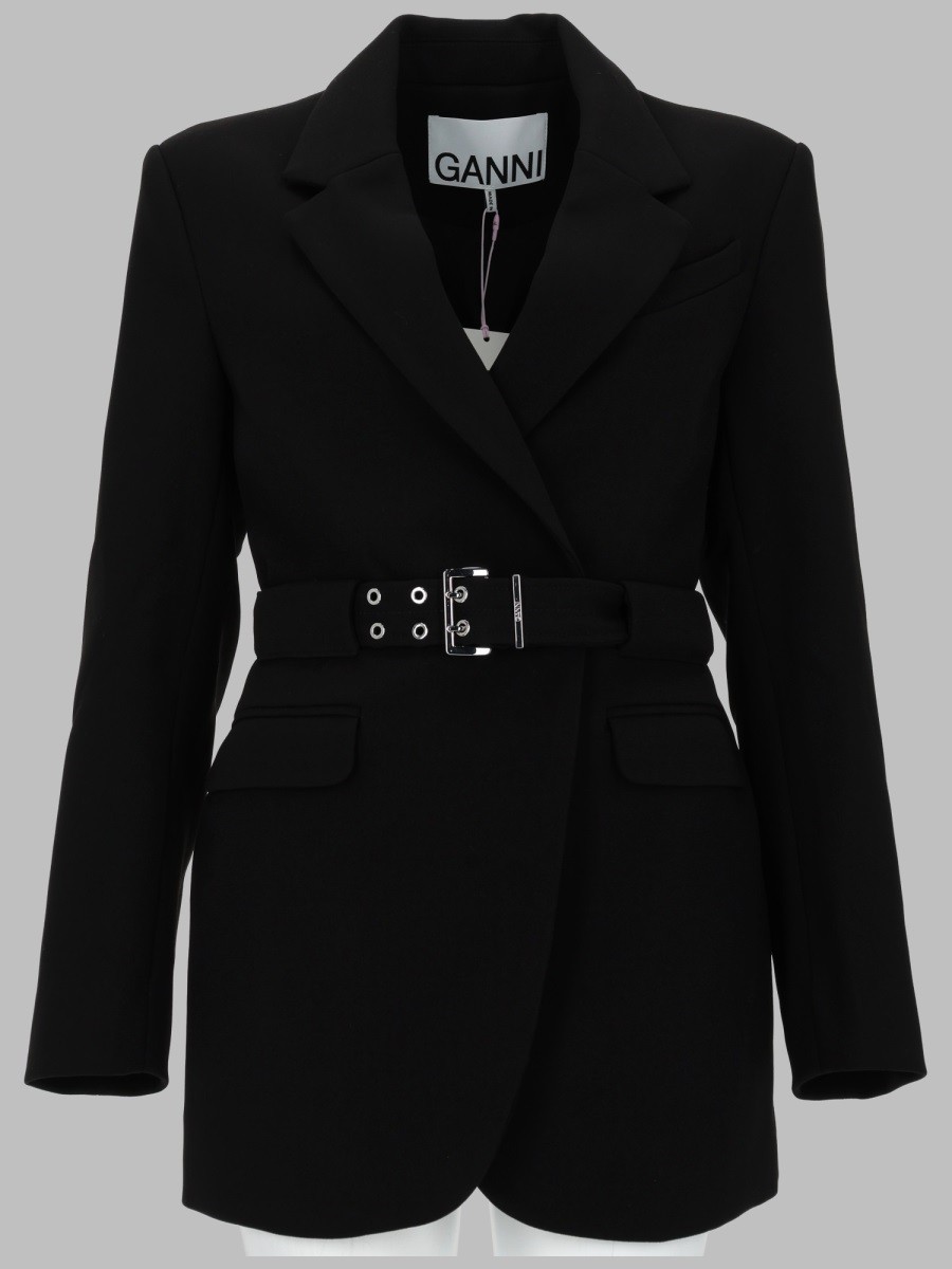 GANNI BLAZER IN CREPE CON CINTURA