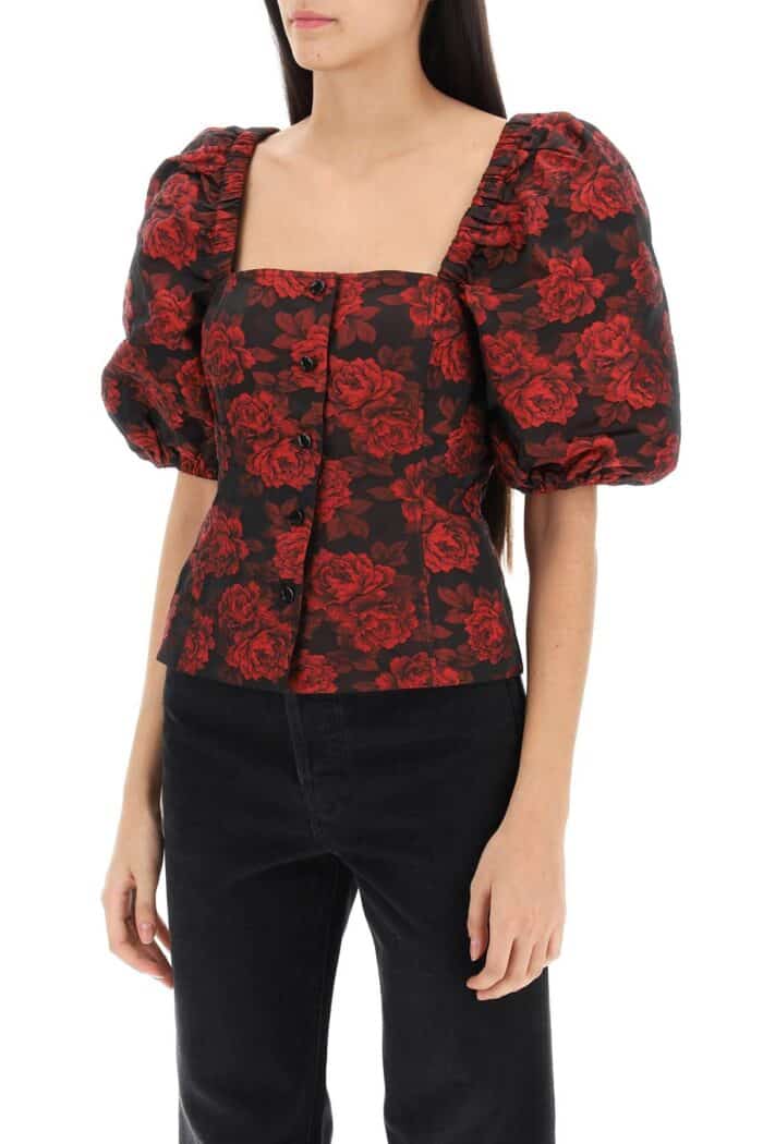 GANNI Blouse In Floral Jacquard