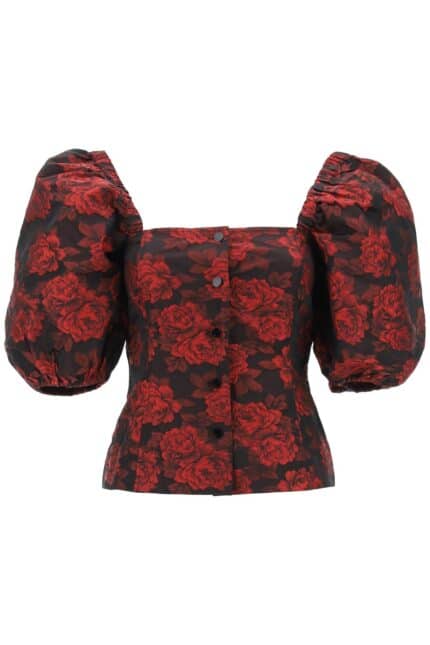 GANNI Blouse In Floral Jacquard