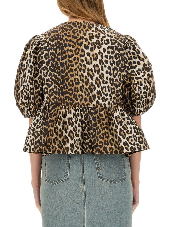 GANNI BLOUSE WITH ANIMAL PATTERN