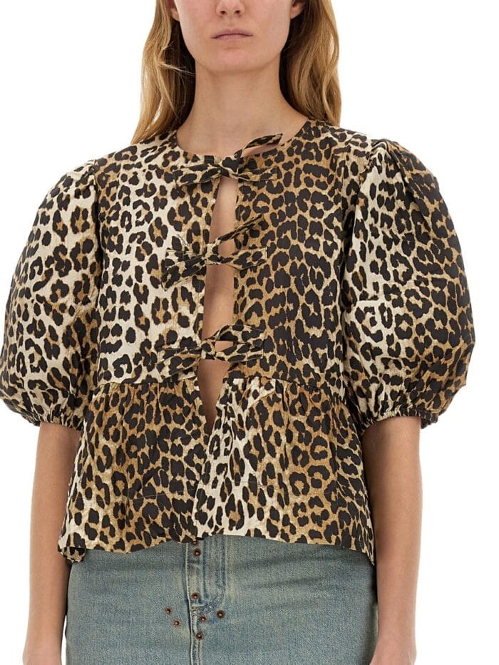 GANNI BLOUSE WITH ANIMAL PATTERN