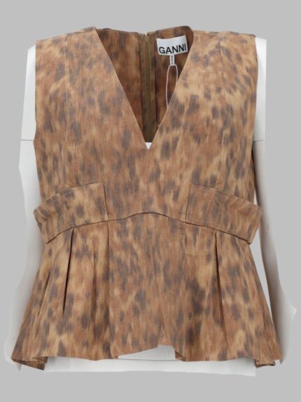 GANNI BLUSA IN COTONE CON STAMPA
