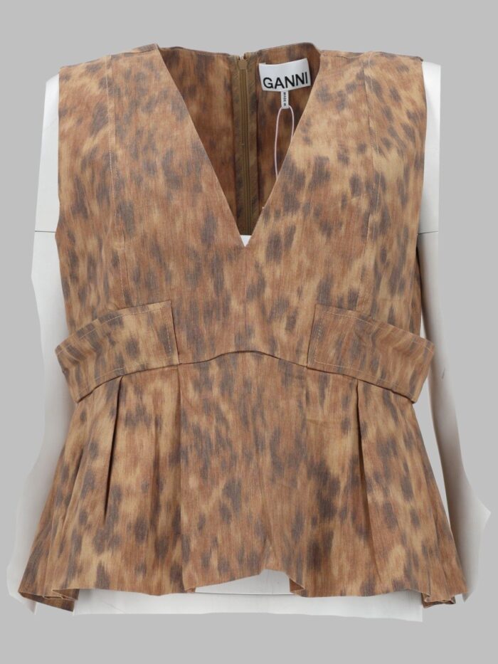 GANNI BLUSA IN COTONE CON STAMPA