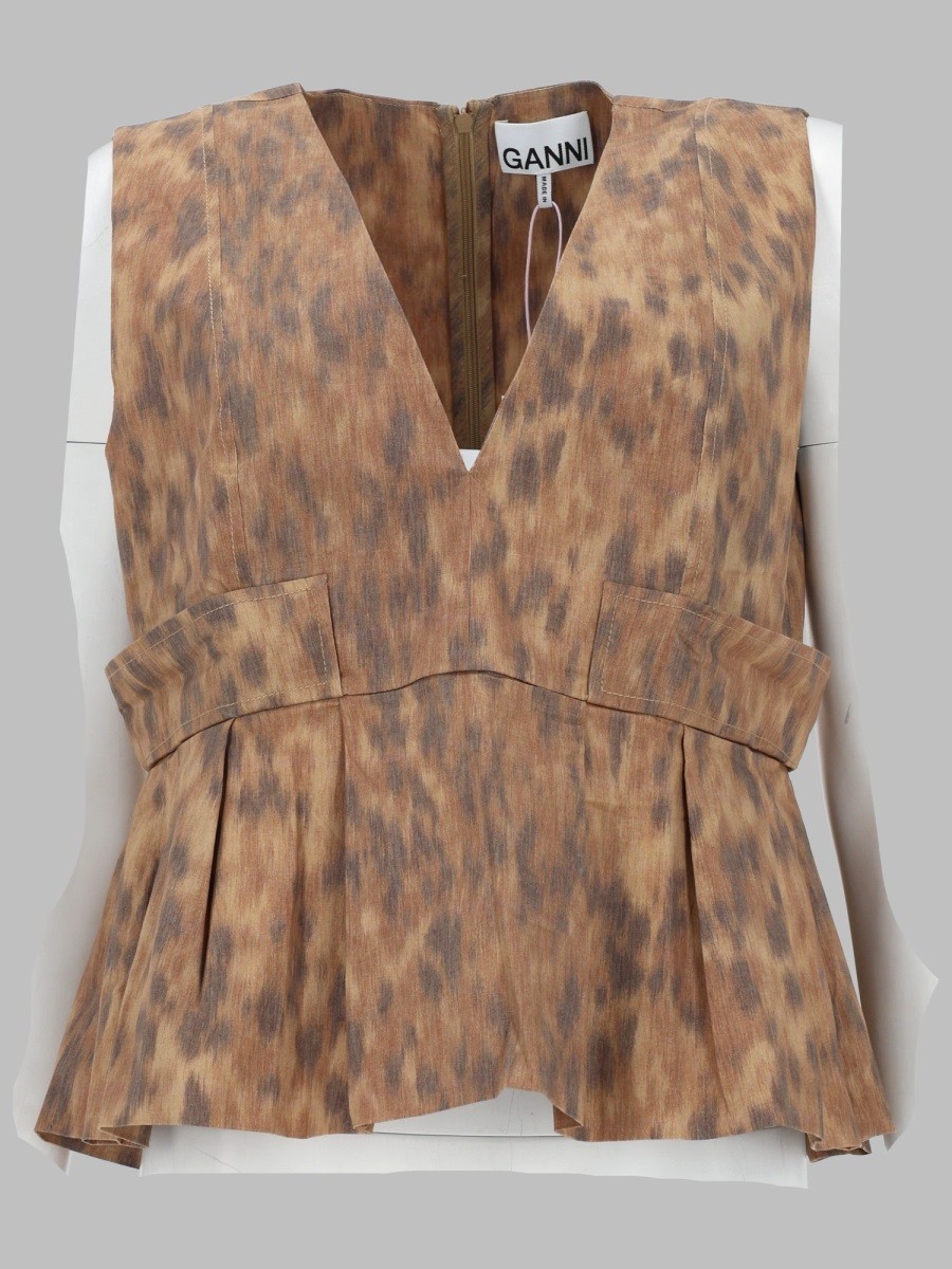 GANNI BLUSA IN COTONE CON STAMPA