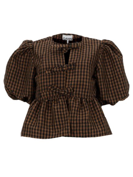 GANNI BLUSA "PEPLUM" IN TAFFETÀ