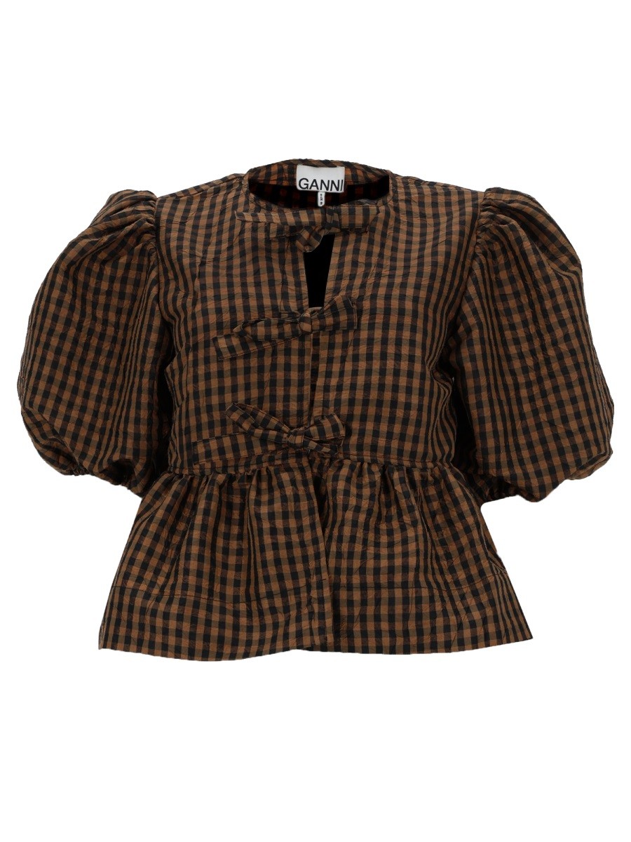 GANNI BLUSA "PEPLUM" IN TAFFETÀ