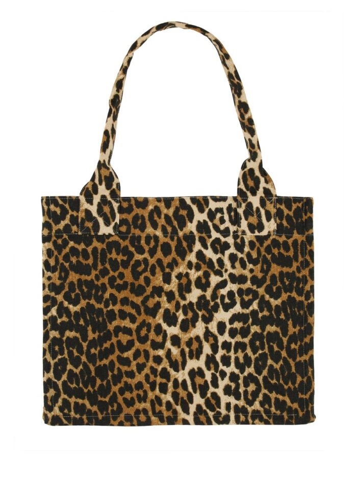 GANNI BORSA TOTE LEOPARDATA