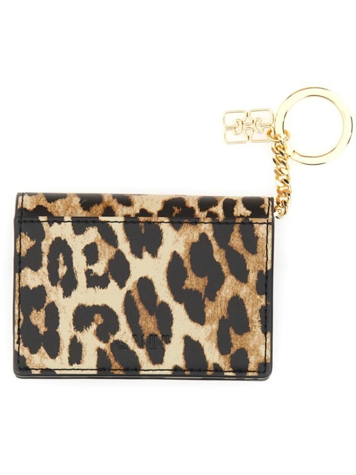 GANNI "BOU" CARD HOLDER WITH ANIMAL MOTIF