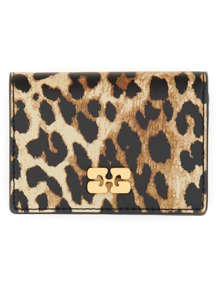 GANNI "BOU" CARD HOLDER WITH ANIMAL MOTIF