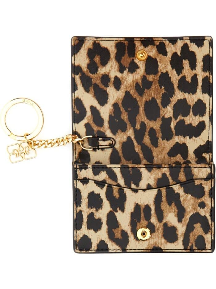GANNI "BOU" CARD HOLDER WITH ANIMAL MOTIF