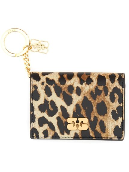 GANNI "BOU" CARD HOLDER WITH ANIMAL MOTIF