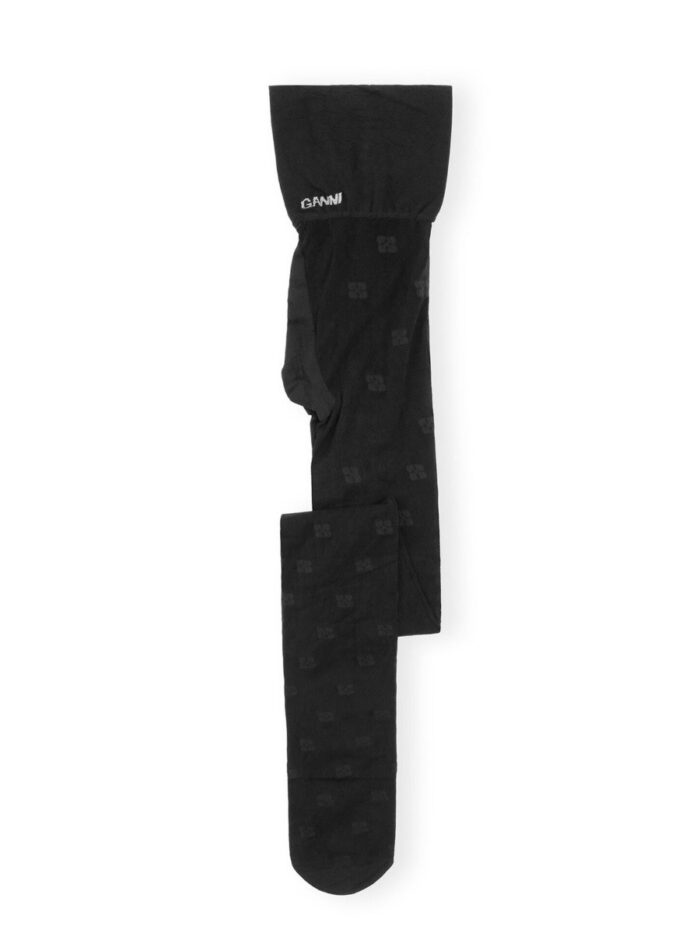 GANNI CALZE IN PIZZO CON LOGO FARFALLA