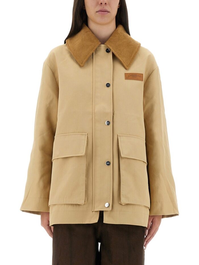 GANNI CAMEL TWILL MIDI JACKET