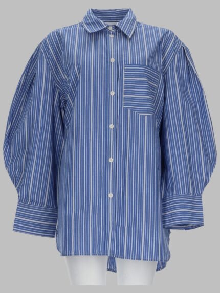 GANNI CAMICIA IN COTONE A RIGHE