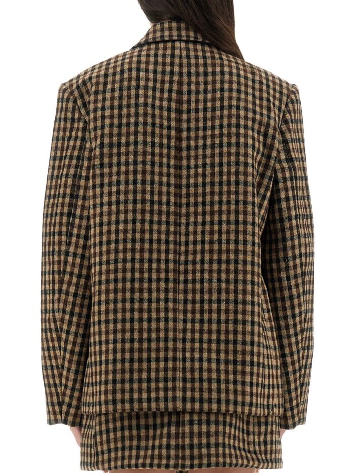 GANNI CHECKED WOOL BLAZER