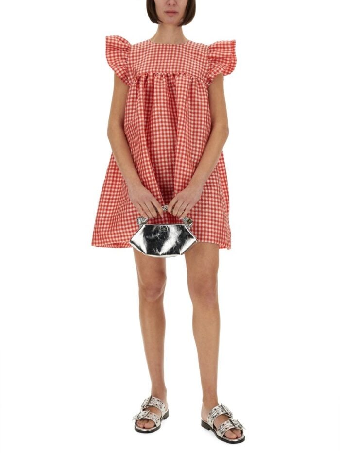 GANNI CHECKERED MINI DRESS