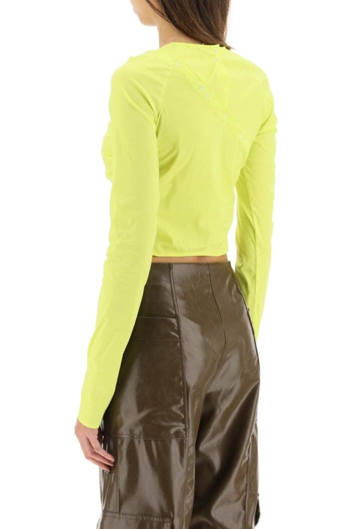 Ganni Convertible Cropped Top In Stretch Poplin