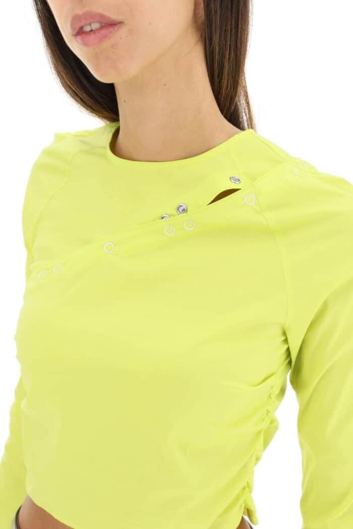 Ganni Convertible Cropped Top In Stretch Poplin