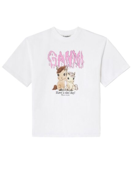 GANNI COTTON GRAPHIC T-SHIRT