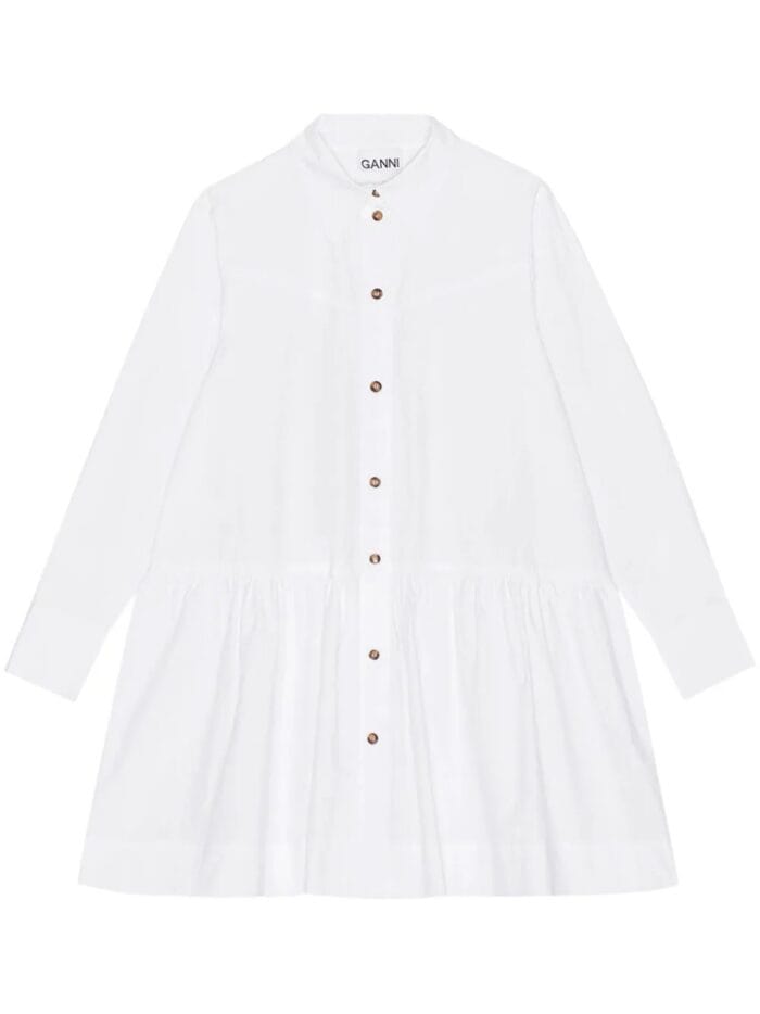 GANNI Cotton Mini Shirt Dress