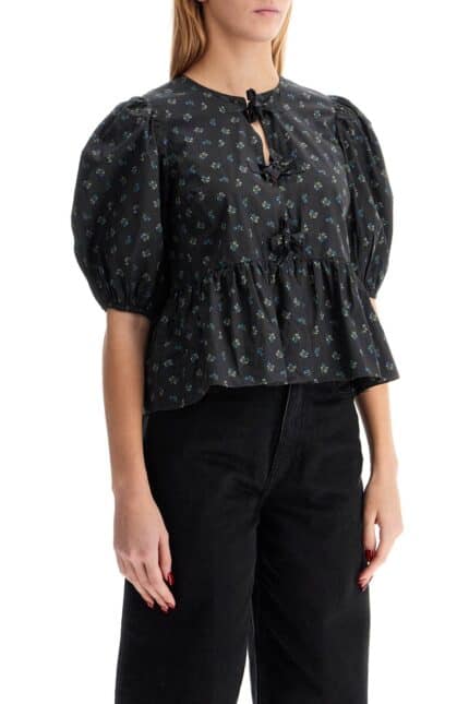 GANNI Cotton Peplum Blouse