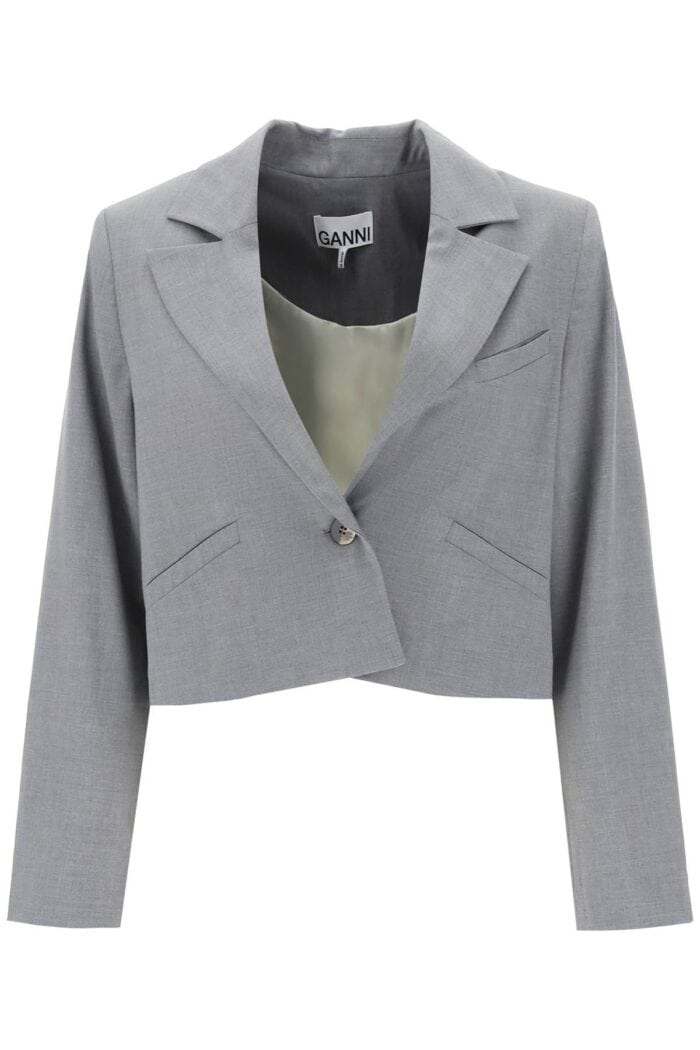 Ganni Cropped Single-breasted Jacket