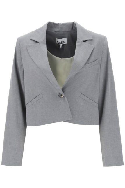 Ganni Cropped Single-breasted Jacket