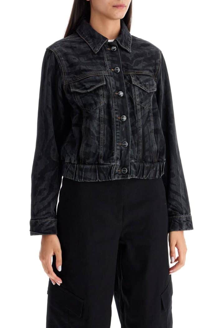 GANNI Cutnnshort Denim Jacket With Laser-cut